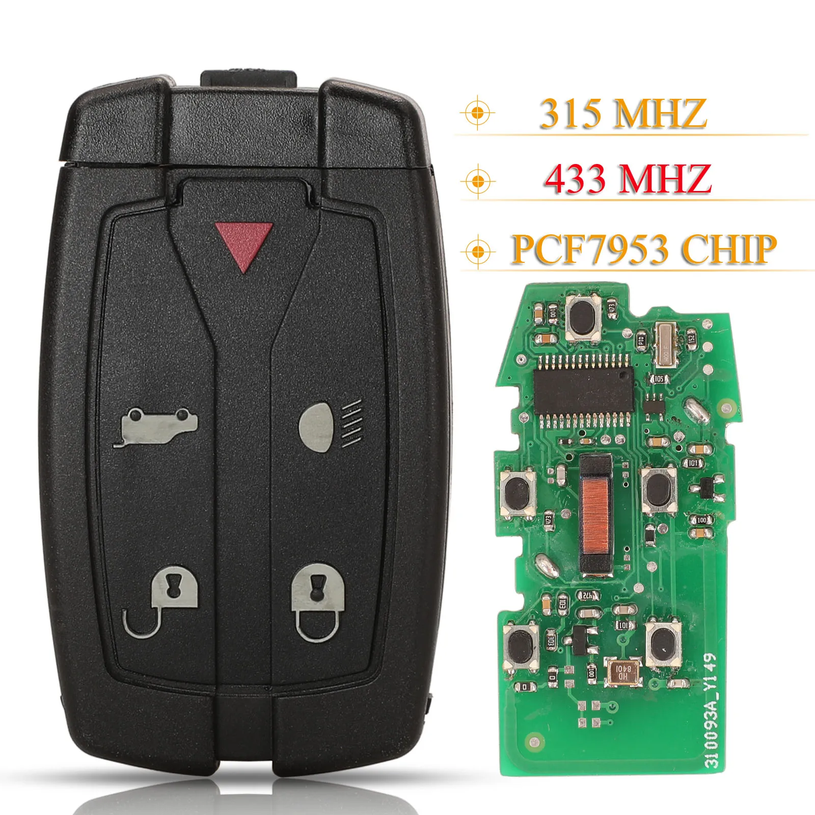 jingyuqin 5Buttons Remote Car Key Fob 315/433MHz Pcf7953 Chip For Land Rover Freelander 2 3 LR2 Sport Ranger Rover