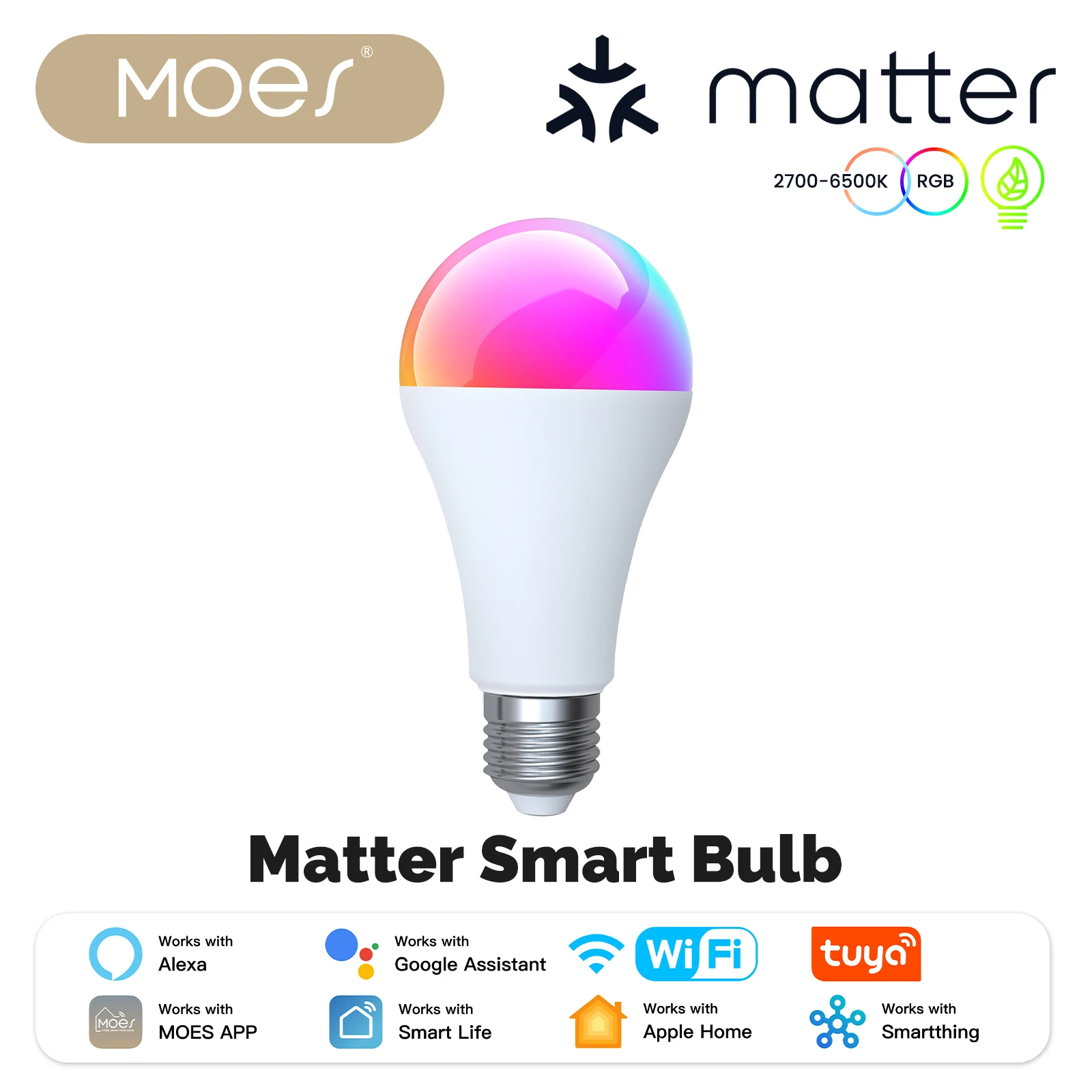 MOES Tuya Smart Matter WiFi/Zigbee 14W ampoule LED E27 synchronisation de la musique fonctionnelle 1