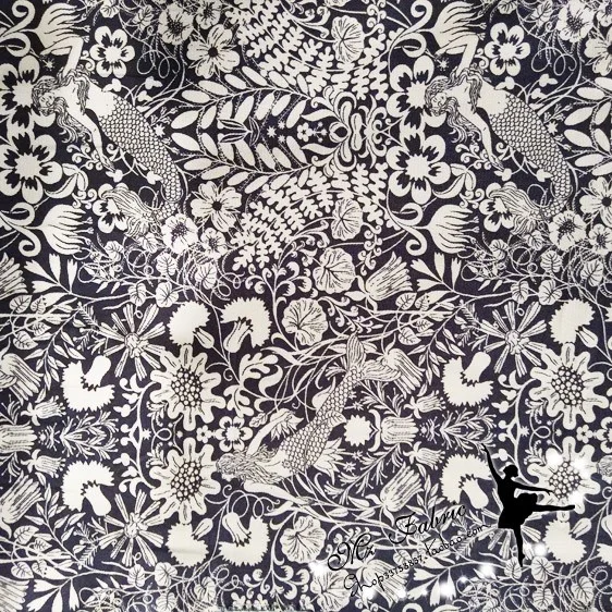 Tela de Algodón Puro Khadi de 160g, Medio Metro de Ancho, 16 Metros, Patrón de Sirena Azul, Material para Ropa Hecha a Mano, ...