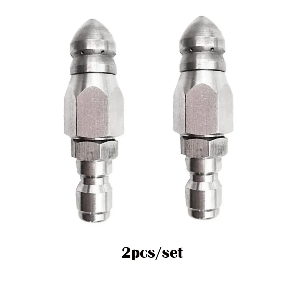 

2pcs Pressure Washer Sewer Jetter Nozzle with Stainless Steel, Durable Design Sewer Jet Nozzle,1/4Inch Quickly Connector