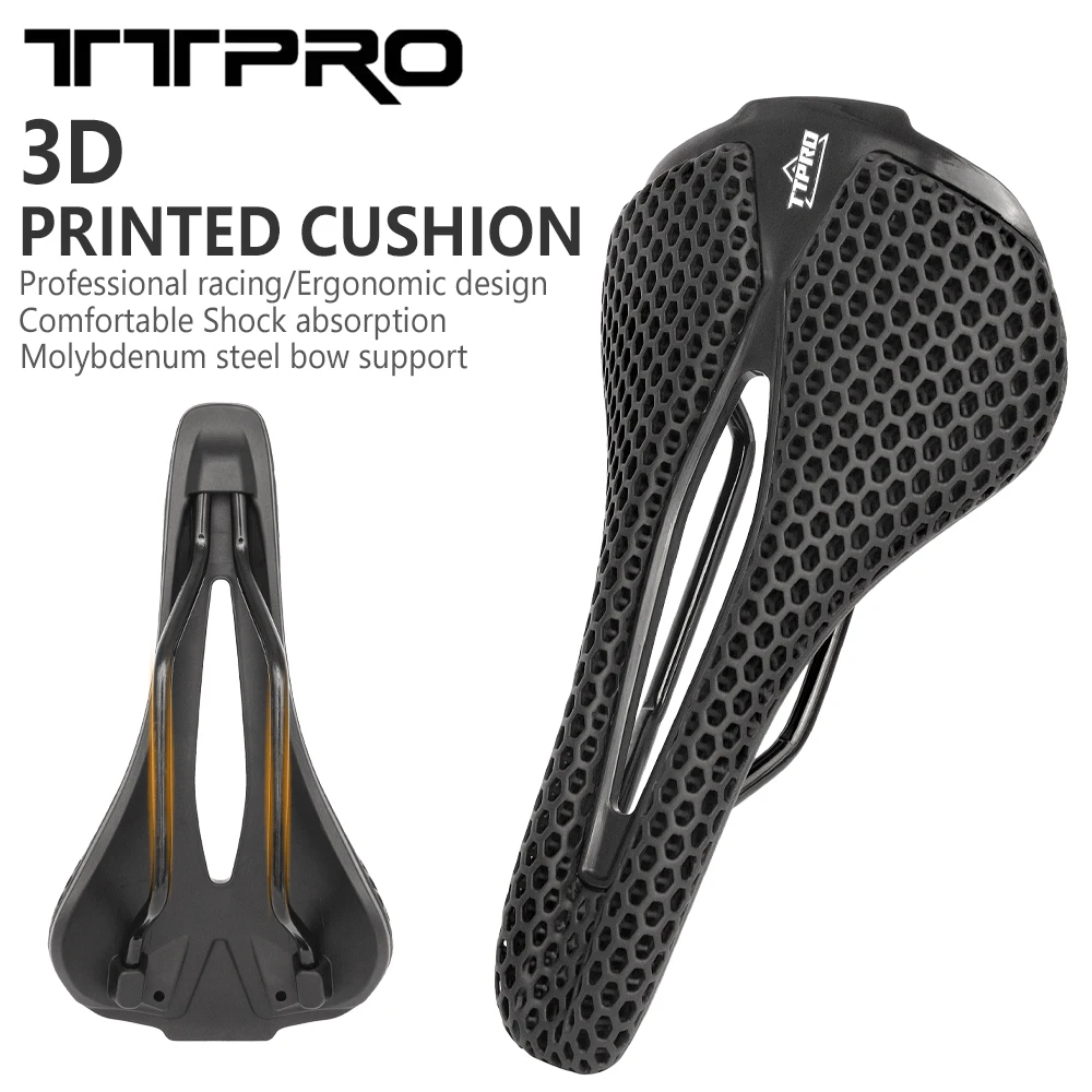 

TTPRO 3D Carbon Fiber Saddle MTB Road Bicycle Seat Hollow Breathable Anti-slip Shock Absorption Honeycomb Design Bicycle Seat