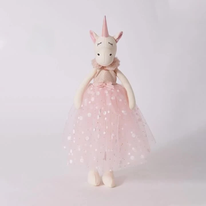 

38cm Stuffed Plush Doll Pink Unicorn in Dress Princess Skirt PP Cotton Ornament for Party Birthday Gift