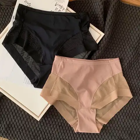 여성용 슬림핏 속옷, 고탄성 속옷, 심리스 팬티, 통기성 메쉬 속옷, 미드 사이즈
