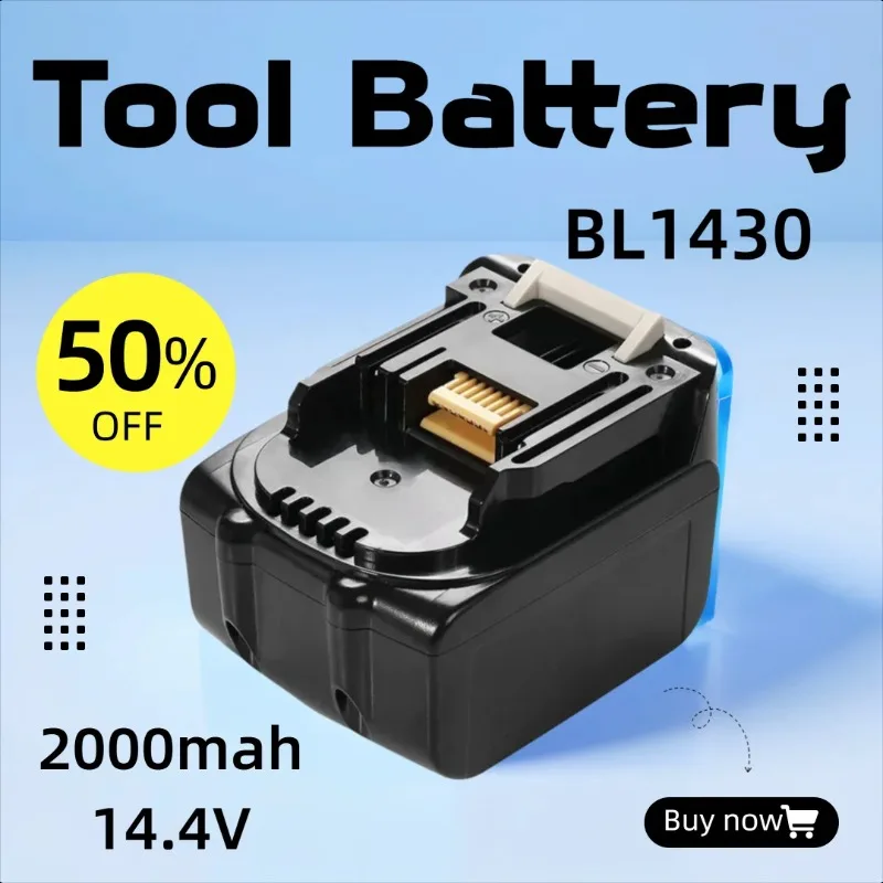 

2000mah 14.4V Rechargeable Li-lon Battery For Makita BL1430 BL1415 BL1440 196875-4 194558-0 195444-8 196388-5 BDF440