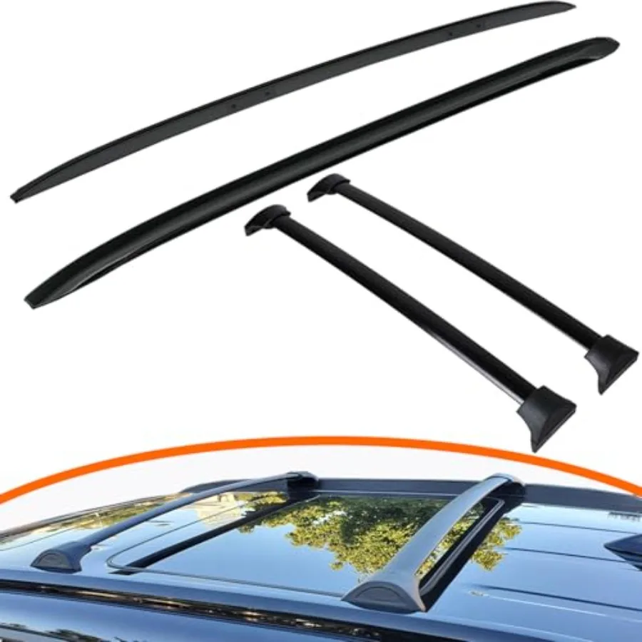 

Roof Rack Side Rails + Cross Bars for 2016-2022 Honda Pilot Aluminum Black Roof Top Luggage Carrier for Kayak Canoe Bike Snowbo