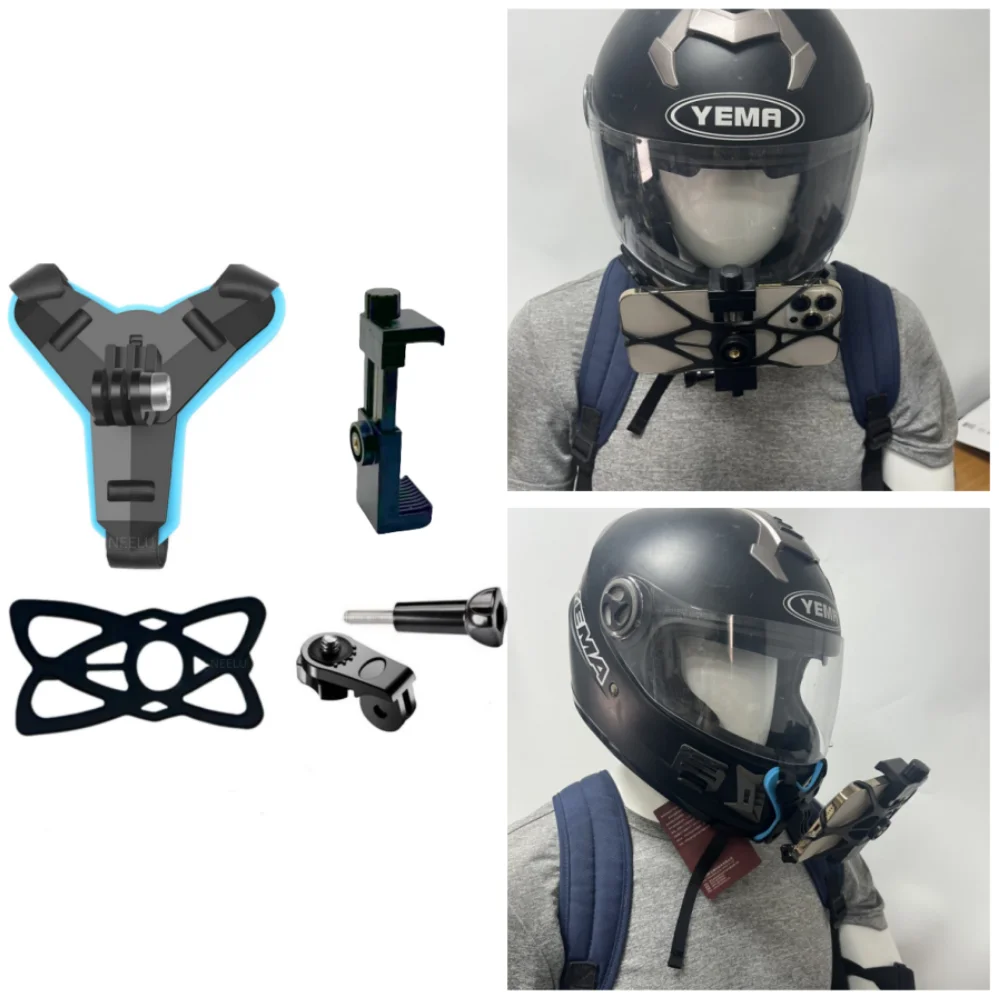 Motorrad Helm Telefon Ständer Halterung Für GoPro Hero 12 10 9 8 7 Action Sport Kamera Halter Motorrad Kamera zubehör – Detail 7