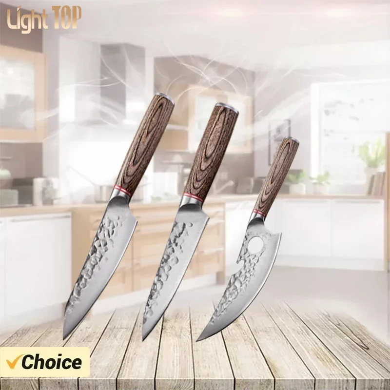 

Handmade Boning Knives Kitchen Knife Set Professional Colored Wooden Handle Japanese Knife Sharp Chef Knife Meat Cleaver Tool