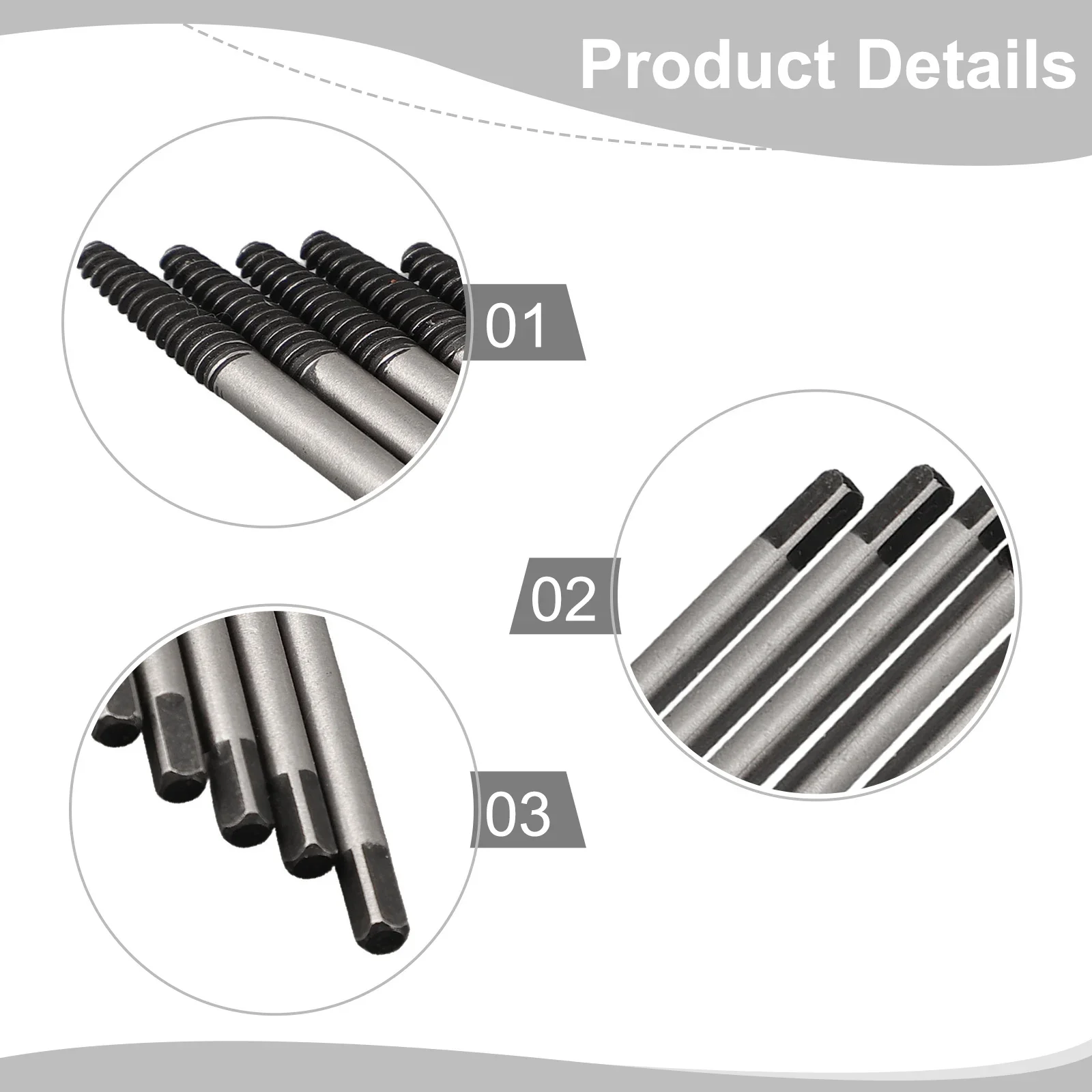 

Convenient Screw Extractor 1# Steel 5pcs Left-hand Thread In Design With The Left-hand Thread And The Square Head