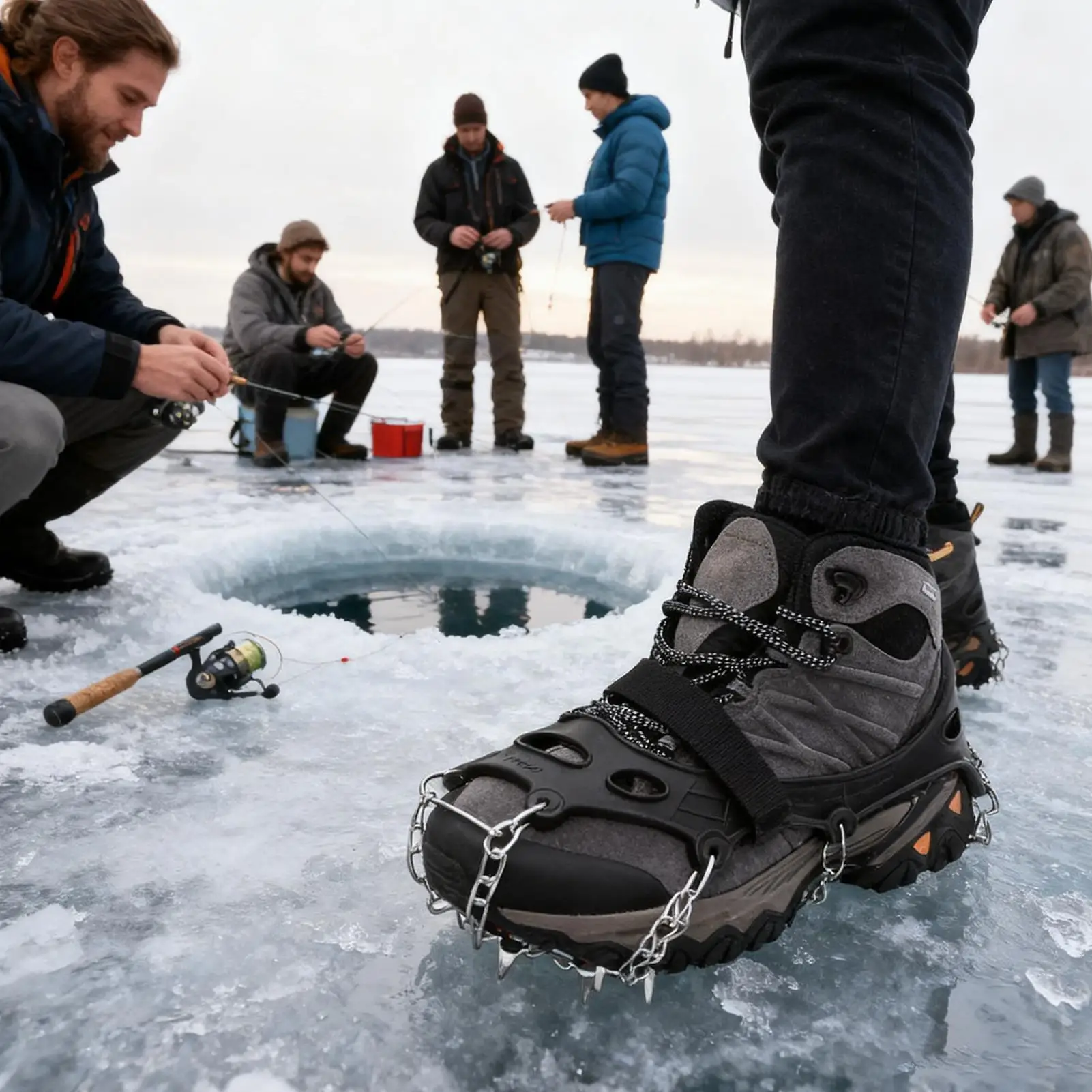 المسامير الثلجية للأحذية 19 الأسنان الشتاء الجر الأشرطة المضادة للانزلاق الأحذية المسامير للثلج للنساء الرجال التنزه تسلق الصيد #1