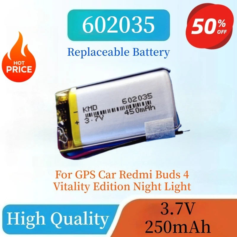 Brand-New Rechargeable Lithium Polymer Battery 3.7V 450mAh​ 602035 For GPS Car Redmi Buds 4 Vitality Edition Night Light