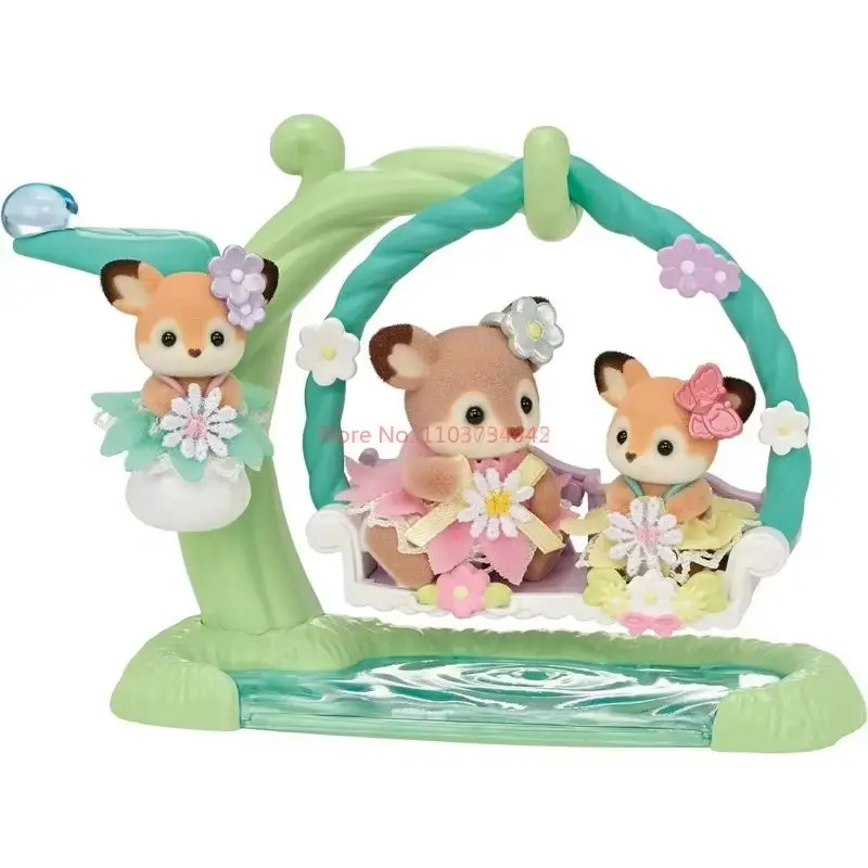 Sylvanian Families Anime Figures Ternurines Dolls Deer Family'S New 2024 Qianqiu Mini Cute Doll In Stock Room Ornaments Toys