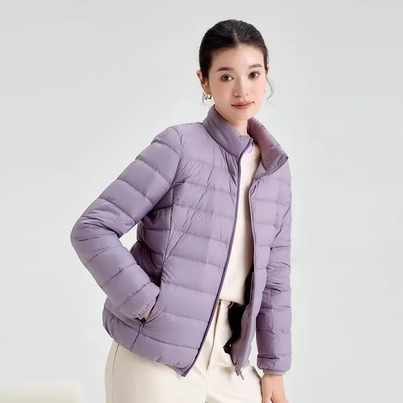 15 Color Women Korean Slim Ultra Lightweight Packable Puffer Jackets 2024 Autumn Winter Fashion Stand Collar Female Puffer Coats