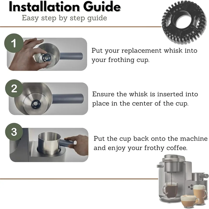 KEOL-Keurig K-Cafe 및 K-Cafe 스페셜 에디션 싱글 서브 커피 라떼 & 카푸치노 메이커용 교체용 거품기 거품기