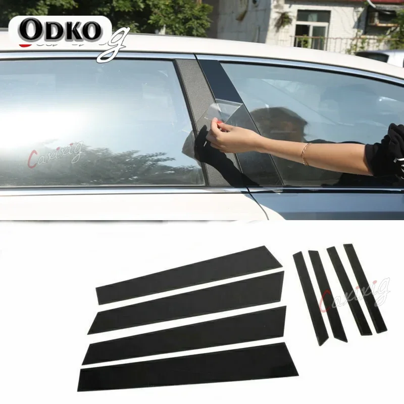 Car Stickers For Honda Civic 8/9/10Th 2006 2007-2020 Glossy Black Door Window Pillar Posts Cover Trim Kits AUTO Accessories