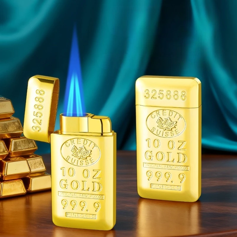 

Gold Bar Lighter Inflatable Butane Gas Lighters Metal Windproof Lighter Men's Luxury Lighter Gift Gadgets Cigarette Accessories
