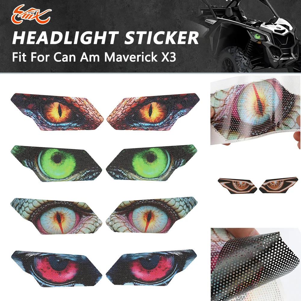 

Motorcycle Headlight Protection Sticker Fit for Can-Am Maverick X3 2017-2024 Front Fairing Head Lamp Light Eyes Guard Sticker