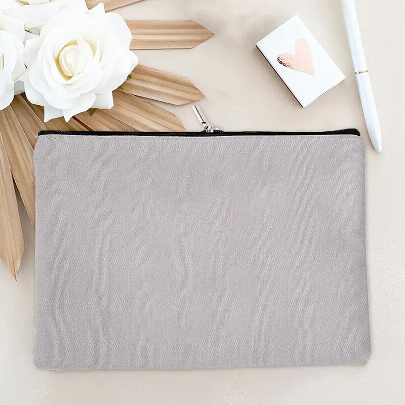 10 Pcs Whosale Makeup Bag Low Price Solid Color Large Capacity Canvas Cosmetic Storage Organizer Wedding Toiletry Pouch in Bulk