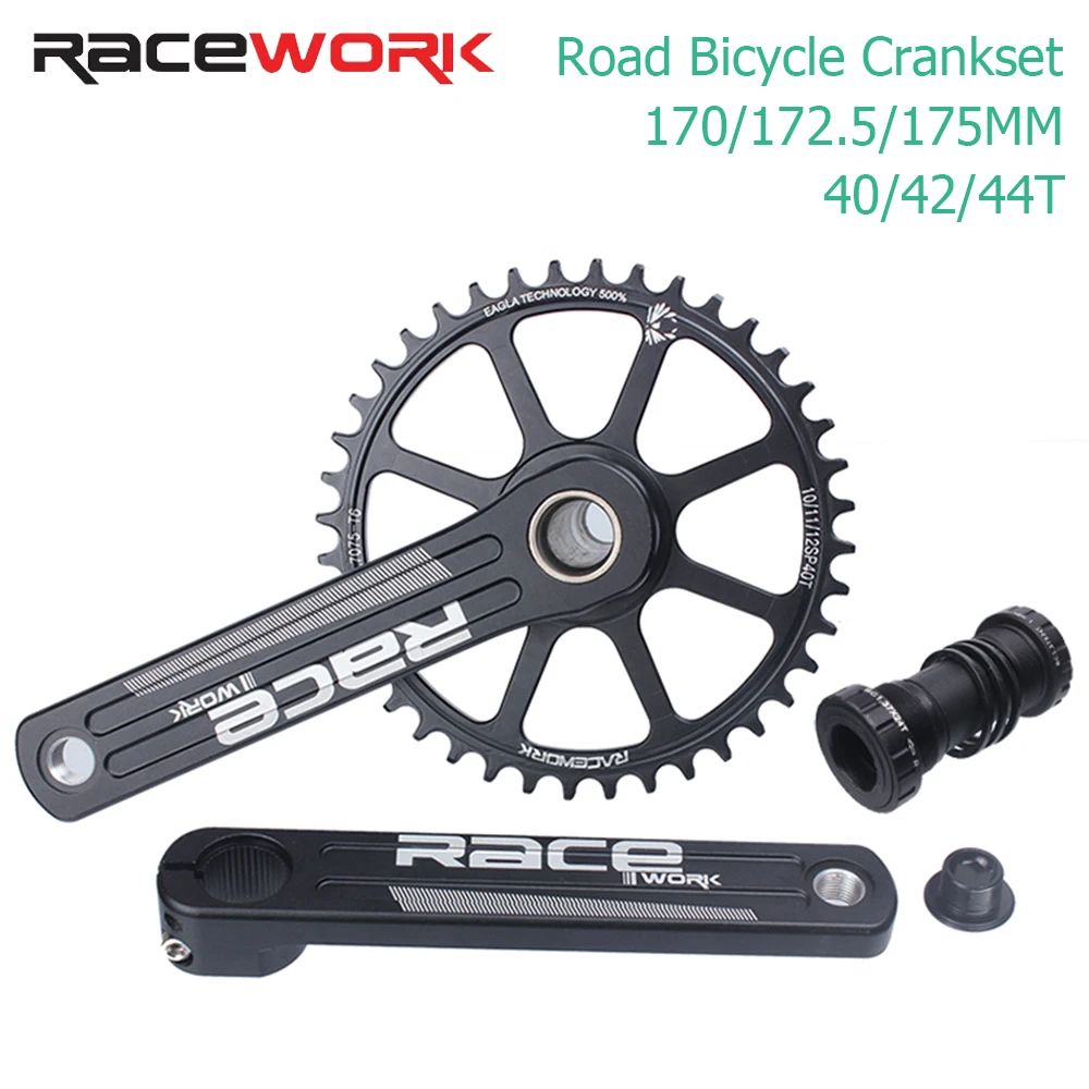 

RACEWORK Road Bike Crankset GXP 40/42/44T Single Chainring 10/11/12 Speed Wide and Narrow Sprocket 170/172.5/175mm Crankset