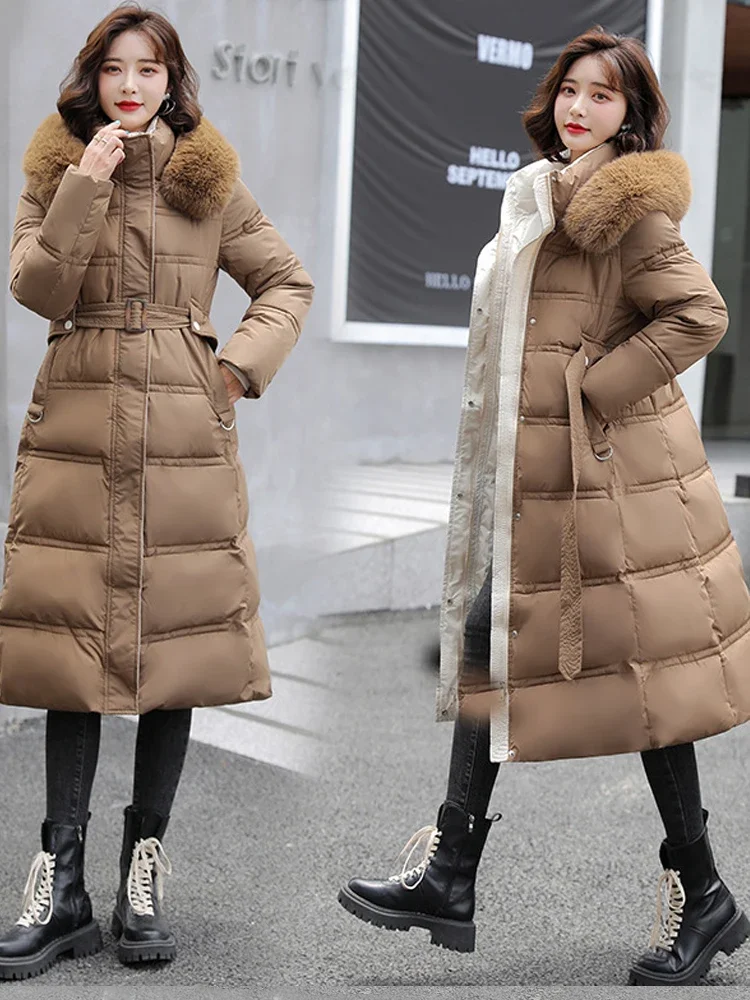 

Winter jacket in heavy hair get long of cultivate morality show belt down jacket female coat