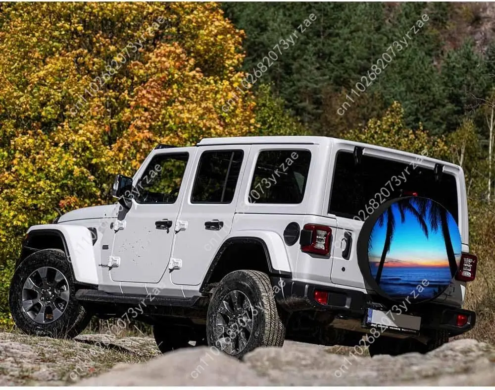 Синий закат, пляж, различные модели, чехол для запасного колеса, защита от песка и пыли, защита от ветра и дождя, прочные и прочные чехлы для шин