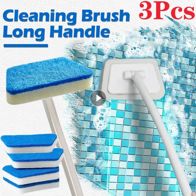 Wall Cleaning Brush Multi-Functional Bathroom Long Handle Removable Household Floor Bathtub Brushes Ceramic Tile Sponge Brush