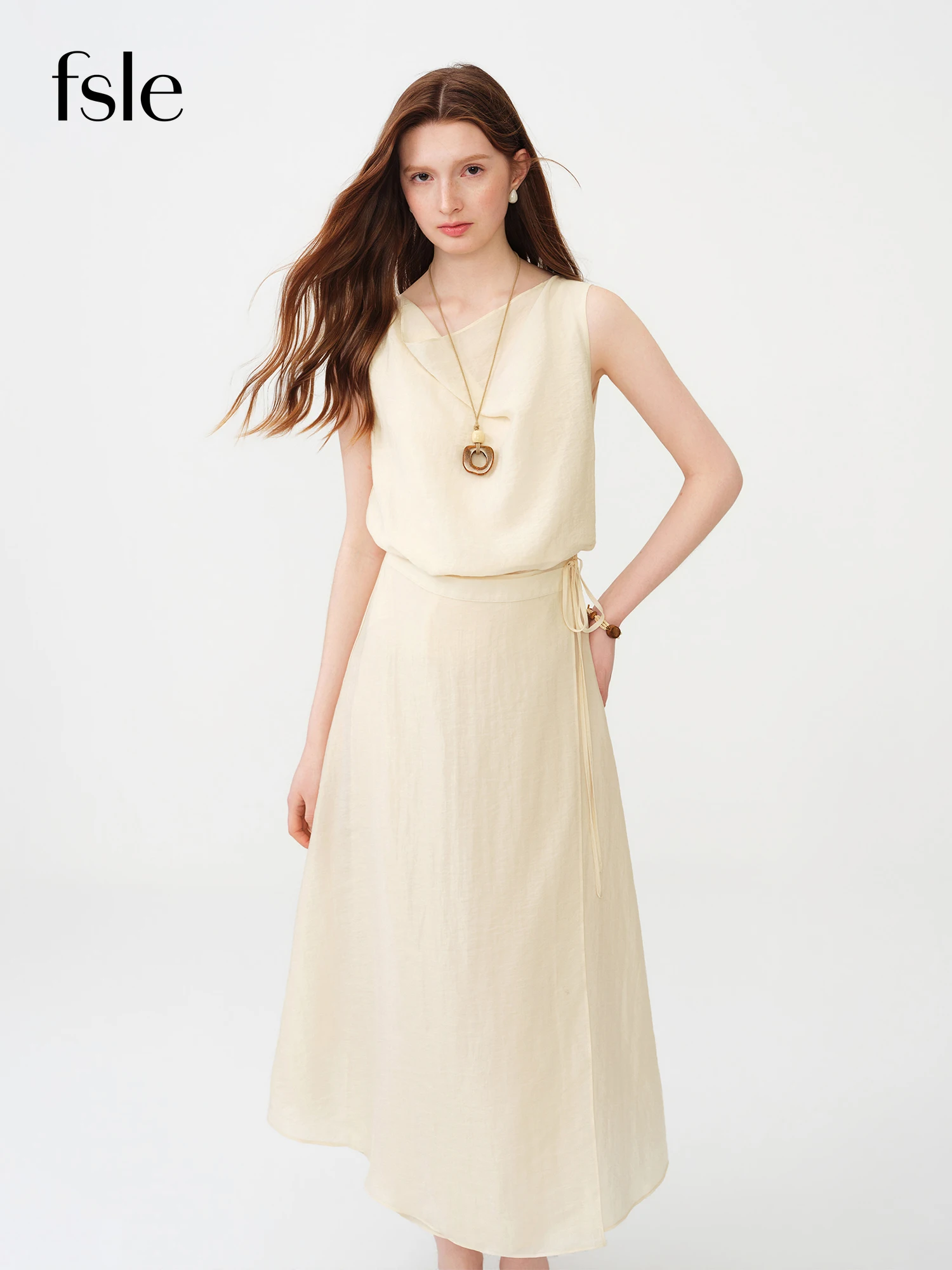 

FSLE Sleeveless Dress for Women Swing Collar Simple Style 2026 Summer New Arrival for Commuting Vacation Office