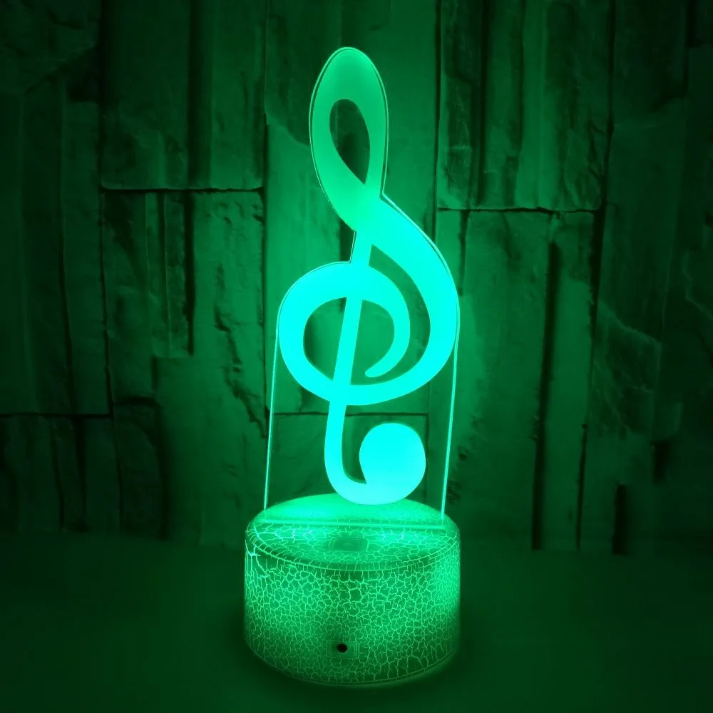 Music Note 3D Night Light Acrylic 7 Colors Changing Optical Illusion Touch Desk Lamp Christmas Gifts for Kids Home Decoration