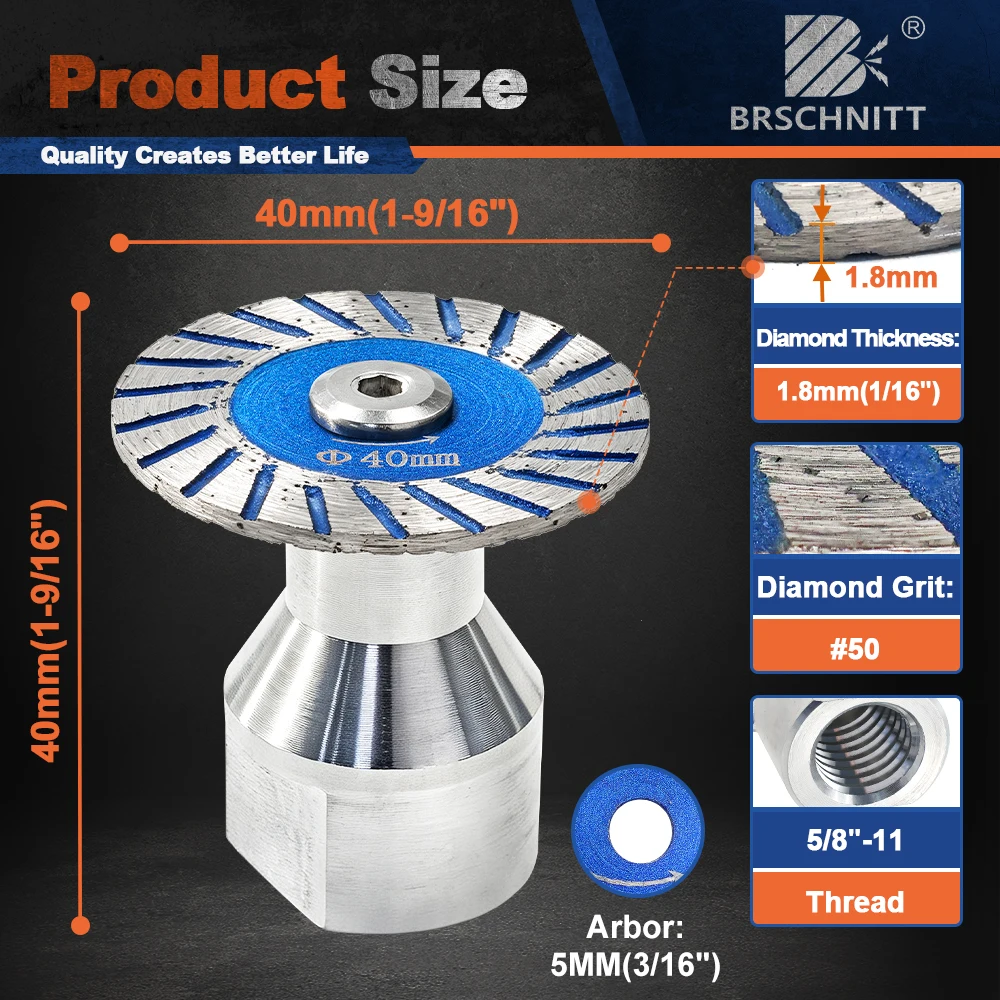 BRSCHNITT 40mm Cutting Disc Carving Saw Blades for Cutting Carving Marble Granite Tile Concrete Masonry Headstones Cut Plate