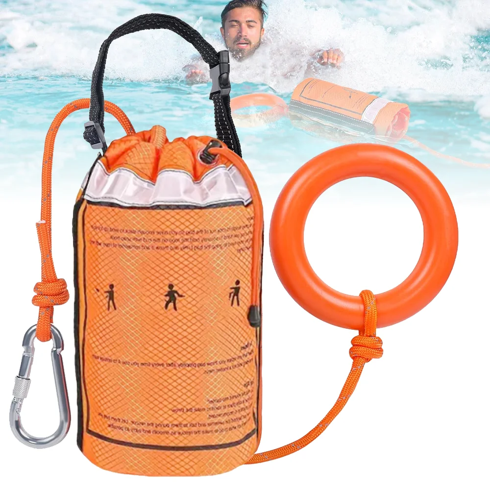 

Спасательная сумка для воды, спасательный трос 15 м, комплект спасательного троса для плавания, снаряжение для аварийно-спасательных работ на воде, грузоподъемность 500 кг, со светоотражающими полосами.