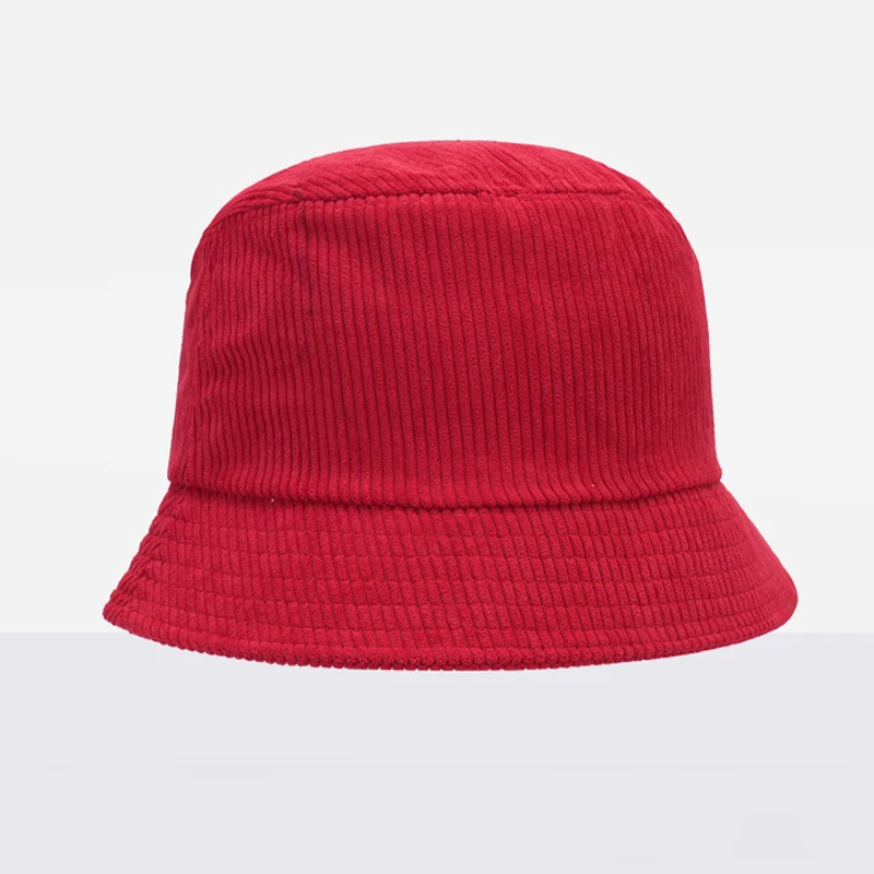 Korean Fashion Corduroy Bucket Hat Autumn Solid Color Simple Basin Hat For Women