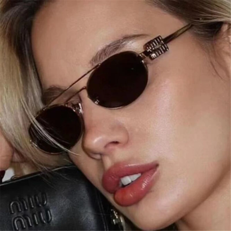 

Alloy double beam circular sunglasses for women, fashionable hollow leg luxury glasses, summer sun protection UV400 for both men