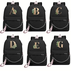 Letter Font A B C D E F G for Name  Backpack Popular Music Fashion Travel Backpacks Outdoor Sport School Bag