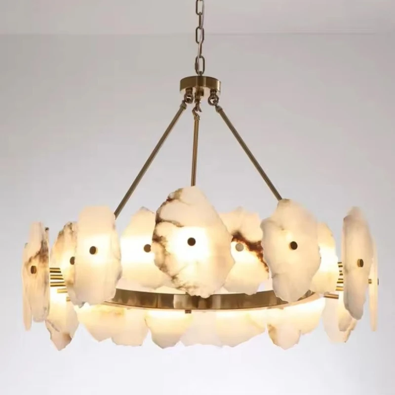 

Modern Alabaster Design Stainless Steel Spanish Marble Chandelier Bedroom AC Popular Spain