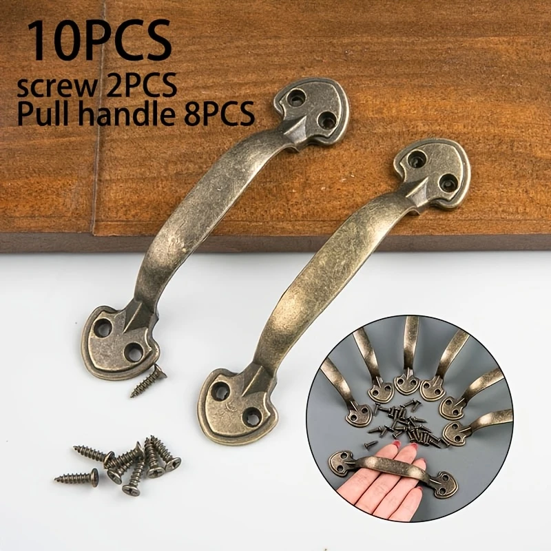 10pcs Bronze-Coloured Handles Antique-Style Zinc Alloy Drawer Handles For Kitchen Wardrobe Doors Furniture Handles