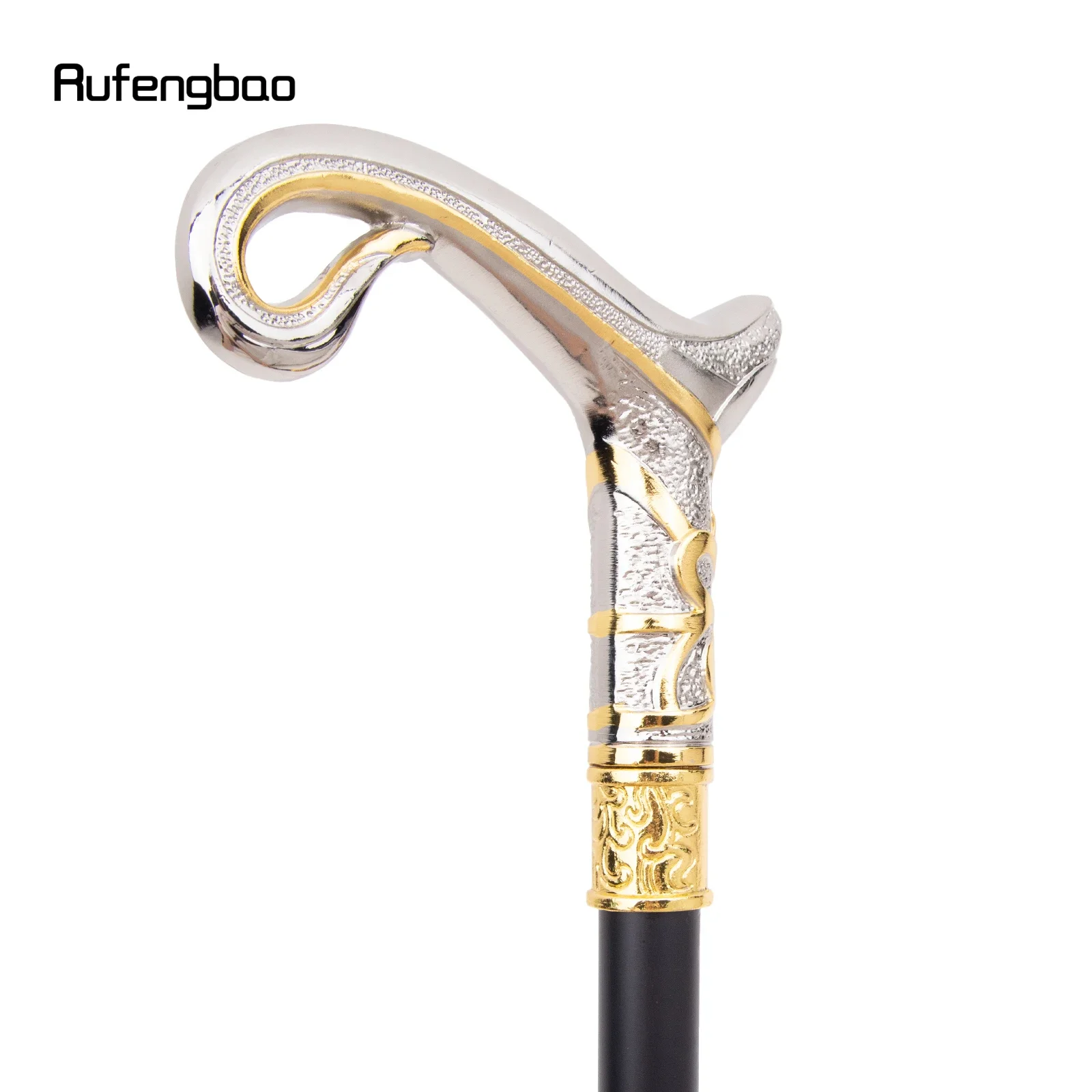 Golden White Luxury Curve Line  Walking Cane Fashion Decorative Walking Stick Gentleman Elegant Cosplay Cane Knob Crosier 92cm