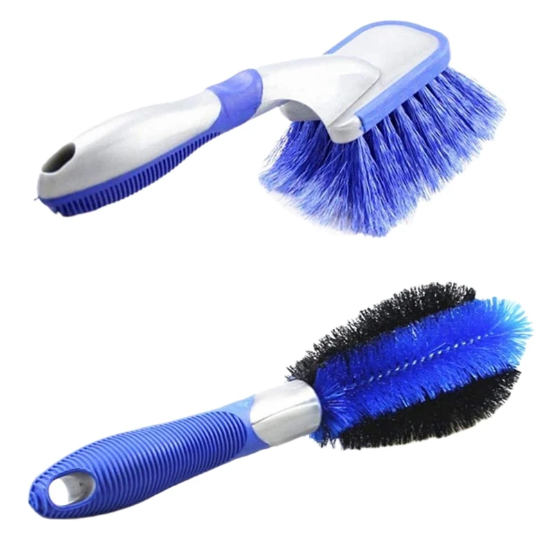 

2 Pcs Wheel And Tire Brush Kit Easy-To-Reach Wheel Rim Detail Brush Car Motorcycle Bicycle Wheel Cleaning Brush Cleaning