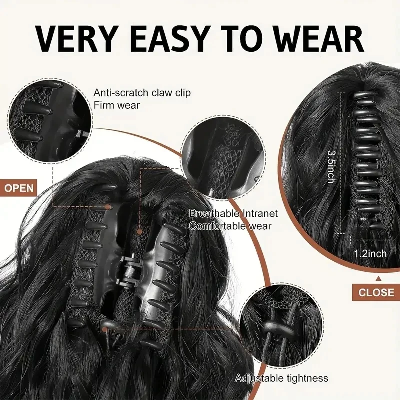 Claw Clip Ponytail Extensions Kinky Straight 100% Human Hair Clip In Pony Tails Yaki Hair Extensions 10\