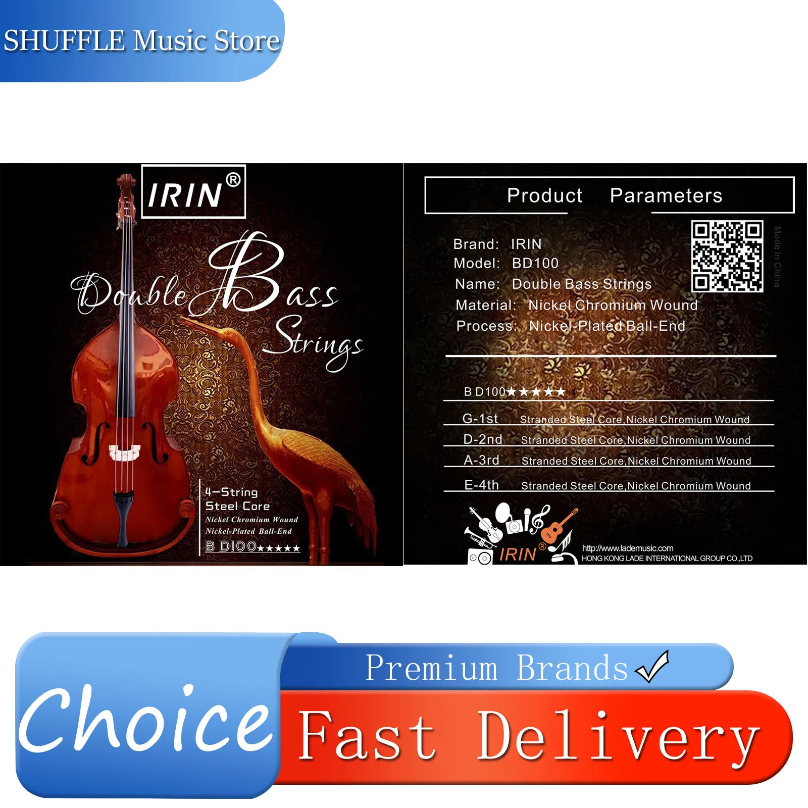 IRIN BD100 Double Bass Strings Nickel Chromium Wound 4 String Double Bass Strings Professional Bass Strings Accessories