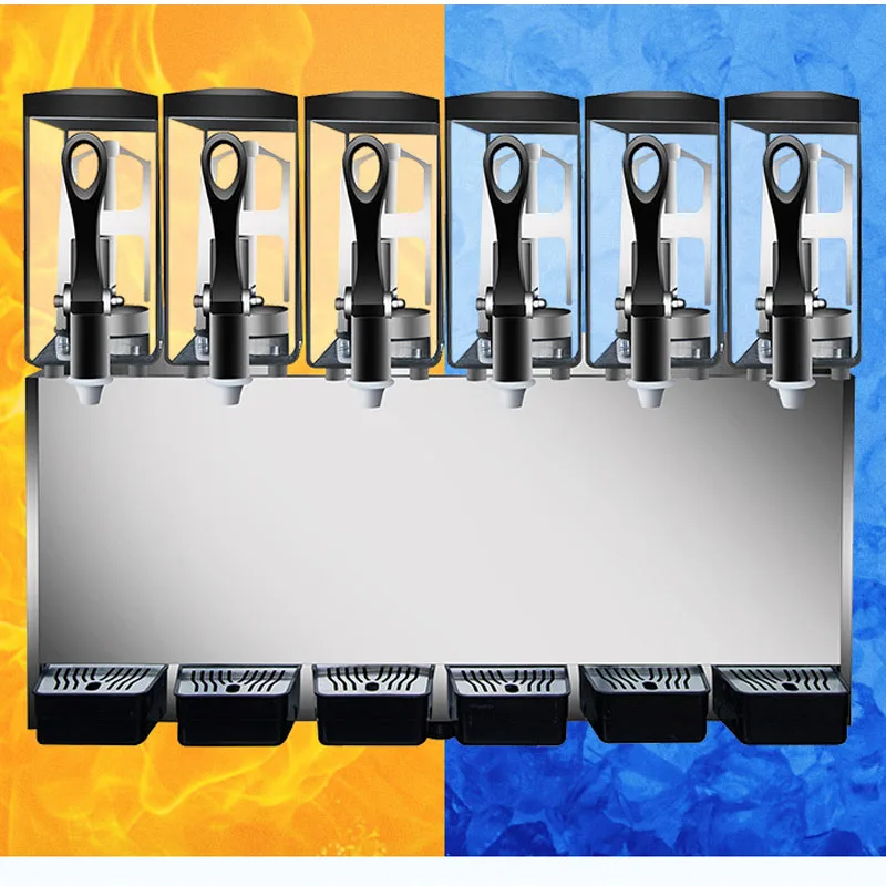 Máquina de bebidas fría y caliente de doble temperatura, máquina de jugo de autoservicio comercial, máquina automática de bebidas frías, 12L x 6 cilindros