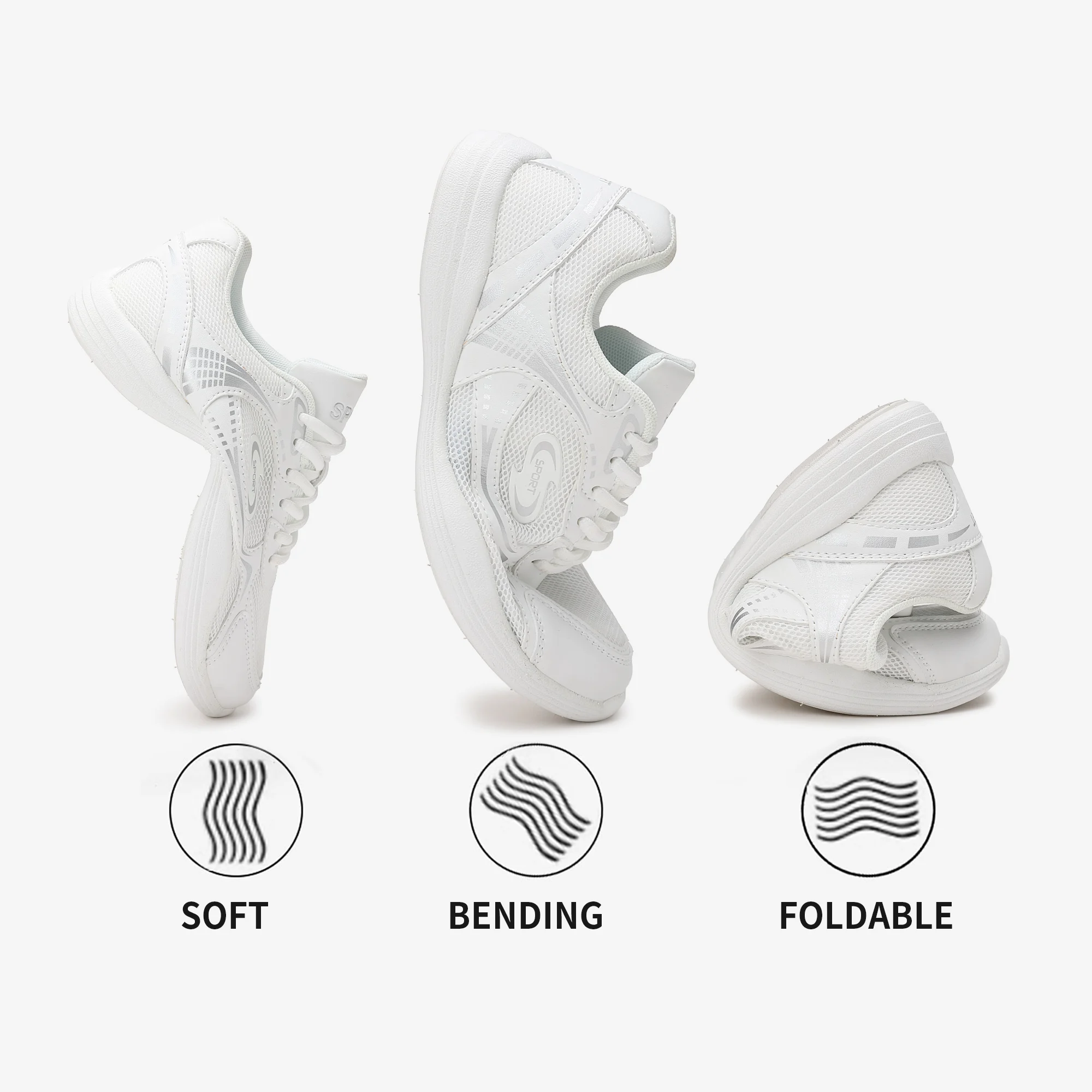Lightweight White Cheerleading Shoes Women Breathable Mesh Non Slip Athletic Cheer Dance Competition Sneakers 2607