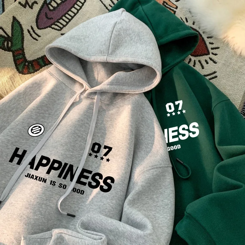 Oversized Men Hoodies Letter Print High Quality Hooded Sweatshirt Daily Basics Casual Walking Sweatshirt Spring Unisex Hoodie