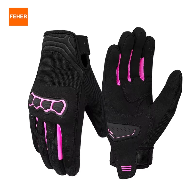 

Оригинальные мотоциклетные перчатки FEHER для женщин, дышащие, удобные, устойчивые к истиранию, эргономичный дизайн, байкерские перчатки
