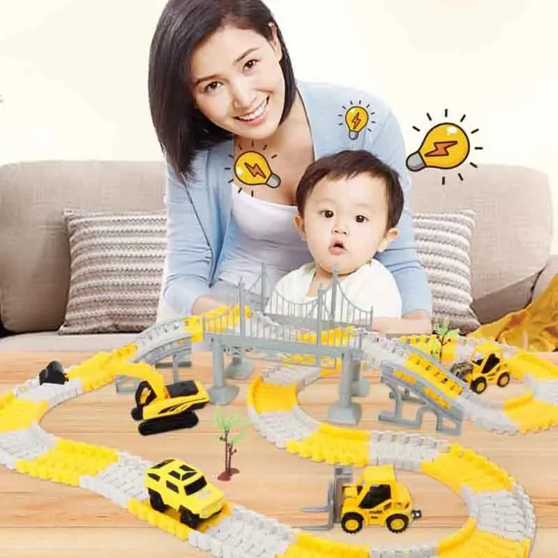 

137pcs Rail car toy children electric engineering variety assembly small train Educational Rail traversed track gliding cars toy