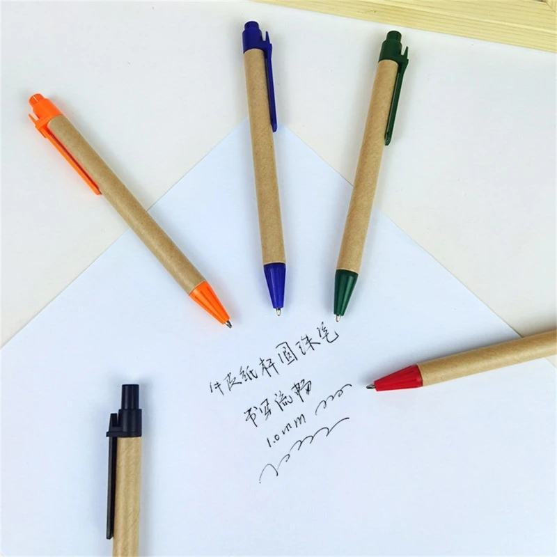 

CPDD 10Pieces Retractable Ballpoint Pen Paper Pen Rod Ballpoint Pen Black Ink Write Smoothly Signature Pen for School Office