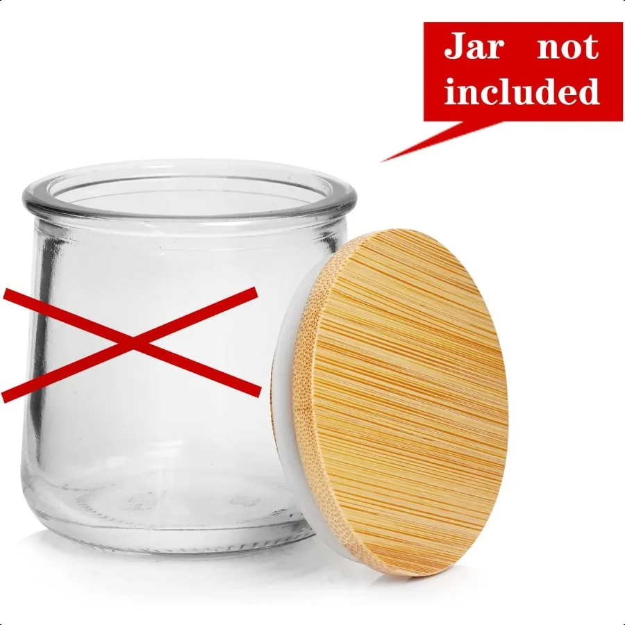 Oui أغطية جرة الزبادي Oui أغطية جرة الخيزران الزبادي مجموعة أغطية خشبية لبرطمانات الزبادي Oui أغطية برطمانات الزبادي مع ختم السيليكون R #4