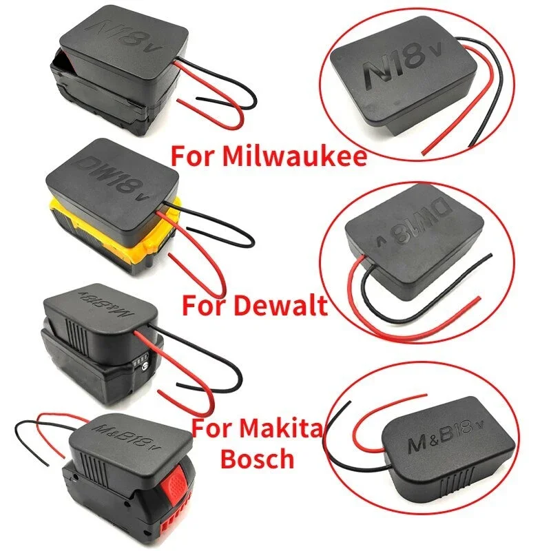 

18V Li-ion Battery Power Mount Connector Adapter Dock Holder 14 awg Wires For Makita/Bosch/Dewalt/Milwaukee 18V Lithium Battery