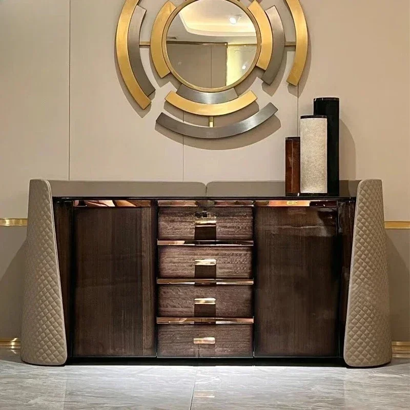 

JJ Italian light luxury solid wood dining side cabinet high-end storage chest cabinet high-end luxury entrance cabinet