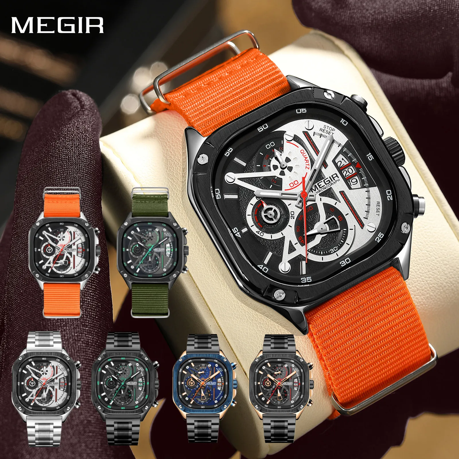 

MEGIR Sports Military Watches for Men Luxury Business Casual Wristwatches Waterproof Date Clock Chronograph Reloj Hombre 2217