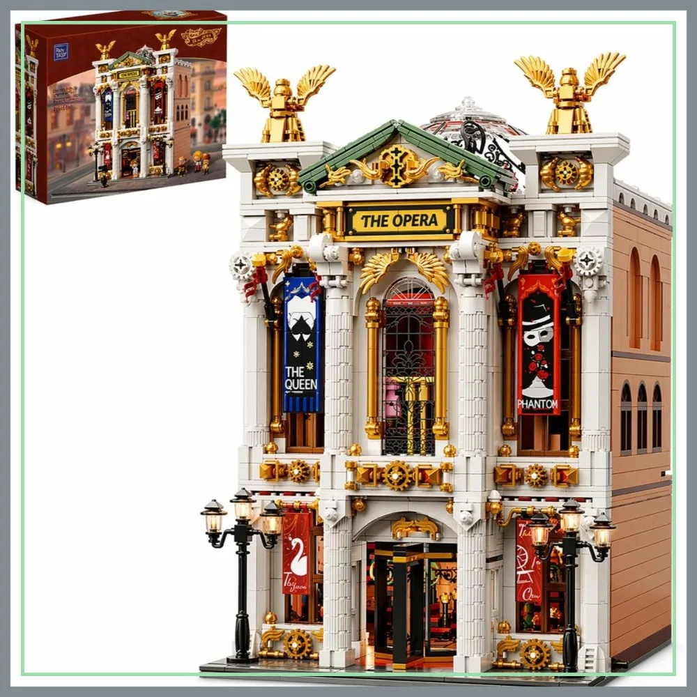 

Vintage European Grand Theater Building Set-Modular Model with Crystal Chandelier, Transparent Dome & Expandable Street Scenes Retro Collectible Architecture for Adults & Home Décor