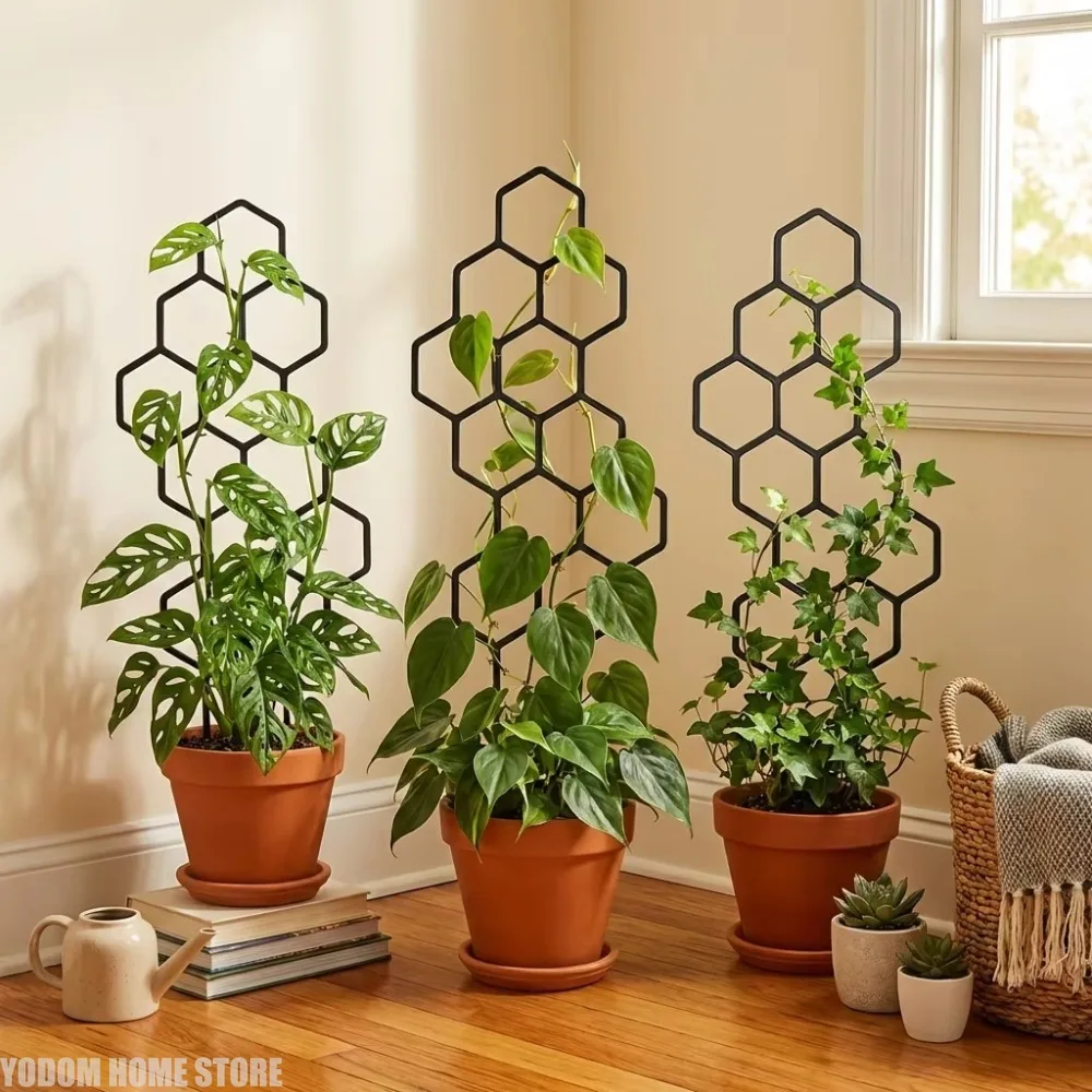 4Pcs Honeycomb Trellis Plastic Rustproof Support for Potted Plants Vines Flowers Indoor Outdoor Use